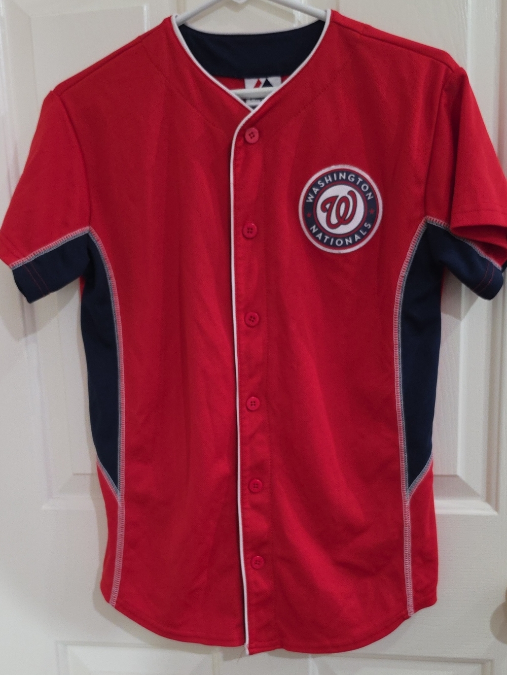 Majestic Washington Nationals Youth Jersey Red MLB Baseball Sz L 14-16